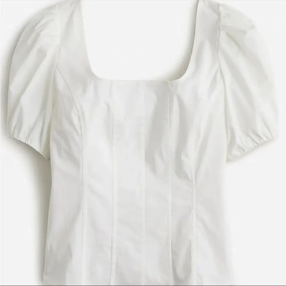 J Crew Puff Sleeve Squareneck Top Cotton BR057
